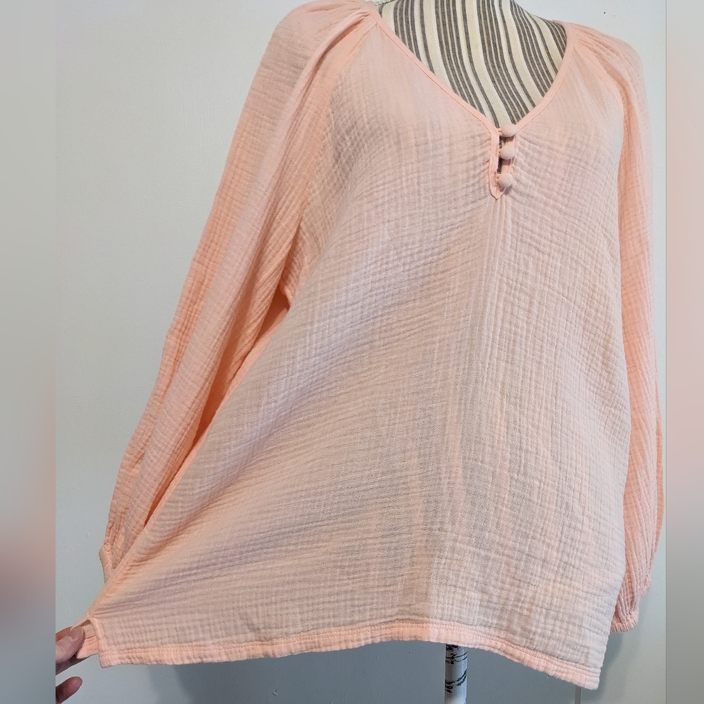 Caslon oversized gauzy cotton  v-neck top long sleeve nwt - Picture 12 of 16